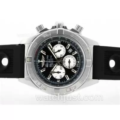 Breitling Chronomat B01 Working With Black Dial Stick Marking Rubber Strap