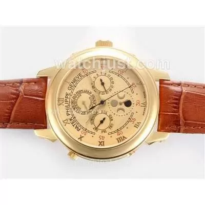 Patek Philippe Astronomical Celestial Double Dial Gold Case With Golden Dial