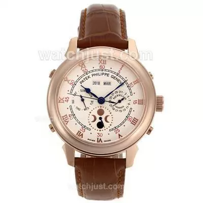 Patek Philippe Astronomical Celestial Double Dial Rose Gold Case With Champagne Dial