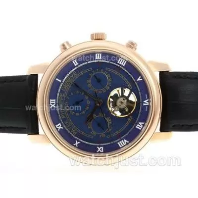 Patek Philippe Astronomical Celestial Tourbillon Automatic Rose Gold Case With Blue Dial Leather Strap