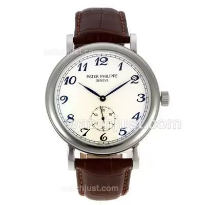 Patek Philippe Calatrava Automatic Number Markers With White Dial Leather Strap