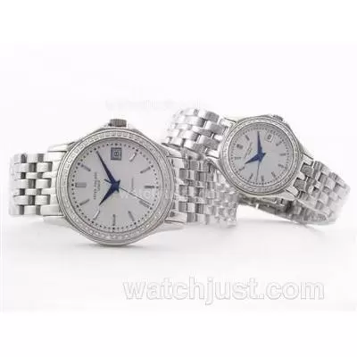 Patek Philippe Calatrava Diamond Bezel With White Dial S/s