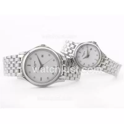 Patek Philippe Calatrava S/s White Dial With Diamond Marking Couple Watch