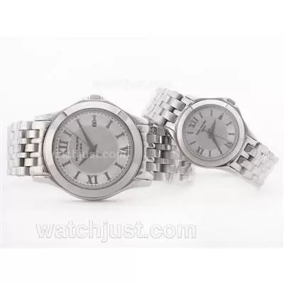 Patek Philippe Calatrava S/s White Dial With Roman Marking Couple Watch