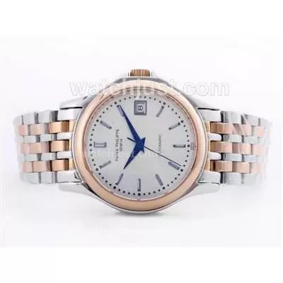 Patek Philippe Calatrava Two Tone White Dial With Sticker Marking