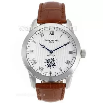 Patek Philippe Calatrava Automatic Roman Markers With White Dial Leather Strap