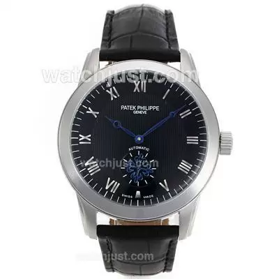 Patek Philippe Calatrava Automatic Roman Markers With Black Dial Leather Strap