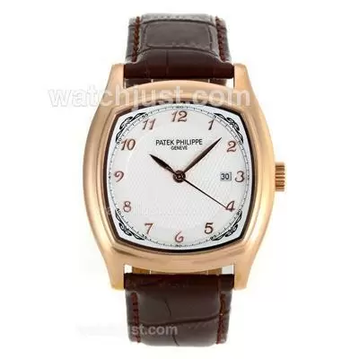 Patek Philippe Classic Rose Gold Case And Number Markers With White Dial 18k Plated Gold Movement