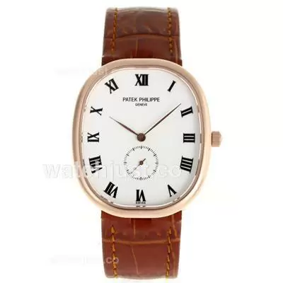 Patek Philippe Classic Rose Gold Case Roman Markers With White Dial Sapphire Glass