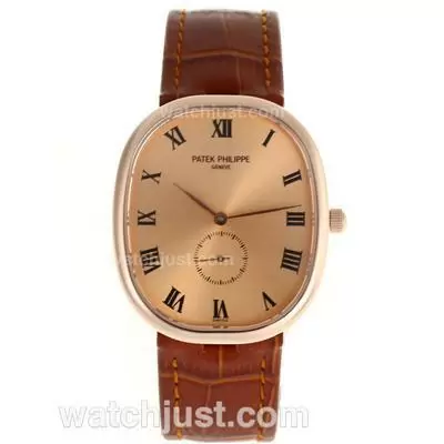 Patek Philippe Classic Rose Gold Case Roman Markers With Champagne Dial Sapphire Glass