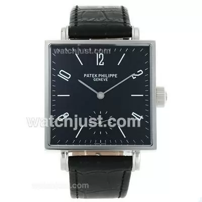 Patek Philippe Classic Manual Winding With Black Dial Leather Strap