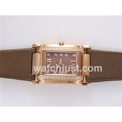 Patek Philippe Ref.4920 Automatic Movement Rose Gold Case With Diamond Bezel And Marking Brown Dial Lady Size