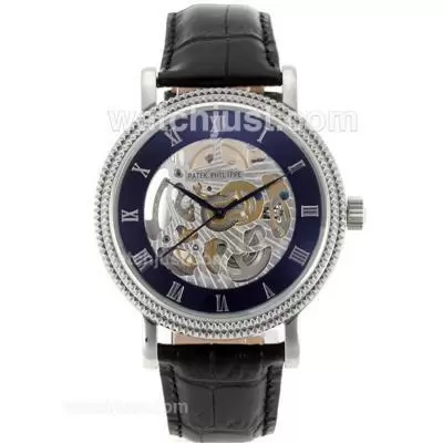 Patek Philippe Skeleton Automatic With Roman Markers Leather Strap