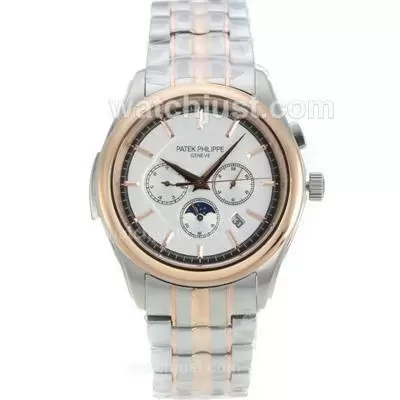 Patek Philippe Moonphase Automatic Two Tone With White Dial