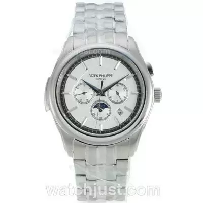 Patek Philippe Moonphase Automatic With White Dial S/s