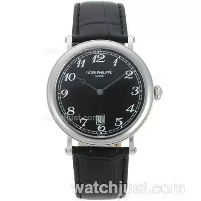 Patek Philippe Automatic With Black Dial Leather Strap