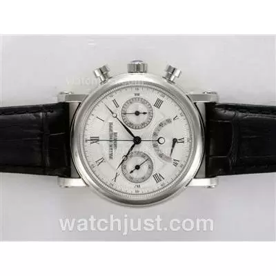 Patek Philippe Classic Lemania Movement Power Reserve Working With White Dial