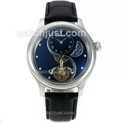 Patek Philippe Tourbillon Automatic With Black Dial Leather Strap