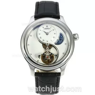 Patek Philippe Tourbillon Automatic With White Dial Leather Strap