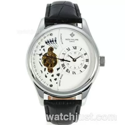 Patek Philippe Tourbillon Automatic With White Dial Leather Strap