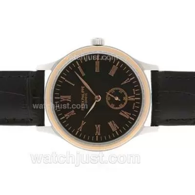 Patek Philippe Classic Two Tone Case With Black Dial Roman Markers