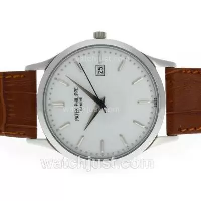 Patek Philippe Classic With White Dial Leather Strap