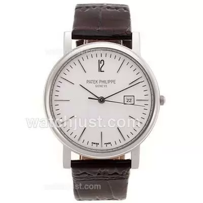 Patek Philippe Classic With White Dial Leather Strap