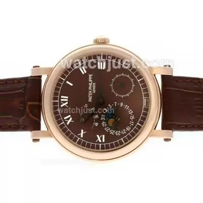 Patek Philippe Classic Working Power Reserve Automatic Rose Gold Case With Brown Dial