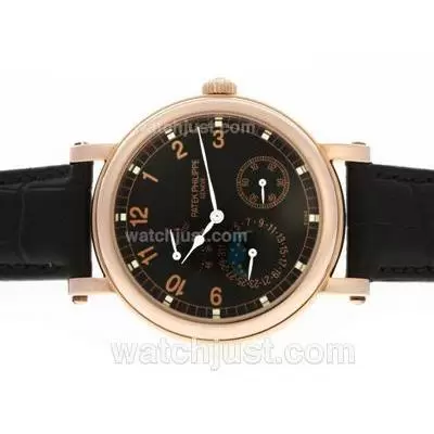 Patek Philippe Classic Working Power Reserve Automatic Rose Gold Case With Black Dial