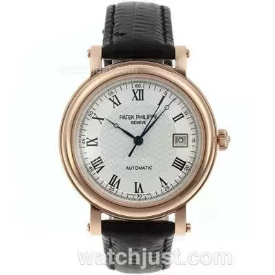 Patek Philippe Classic Automatic Rose Gold Case With White Dial Roman Markers