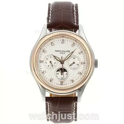 Patek Philippe Classic Automatic Two Tone Case Diamond Markers With White Dial