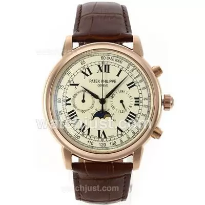 Patek Philippe Classic Working Rose Gold Case With Beige Dial Roman Markers