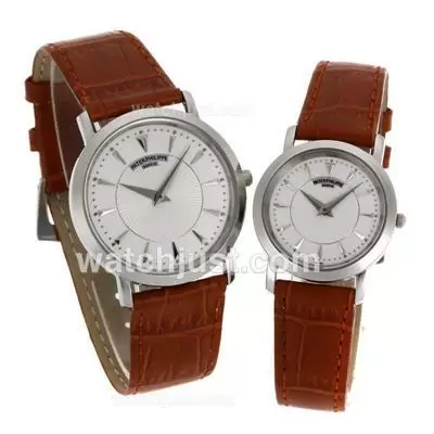 Patek Philippe Classic Stick Markers With White Dial Leather Strap