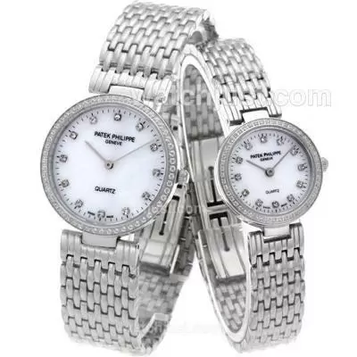 Patek Philippe Classic Diamond Bezel Diamond Markers With Mop Dial S/s Couple Watch