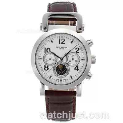 Patek Philippe Classic Automatic With White Checkered Dial Leather Strap