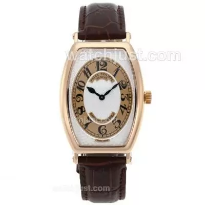 Patek Philippe Classic Automatic Movement Rose Gold Case With White Dial Leather Strap