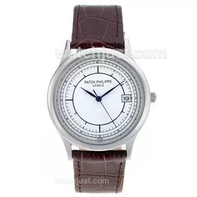 Patek Philippe Classic With White Dial Leather Strap