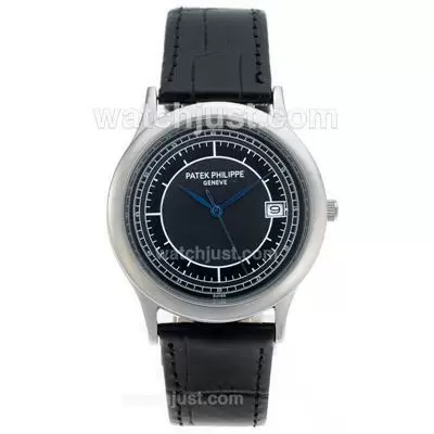 Patek Philippe Classic With Black Dial Leather Strap