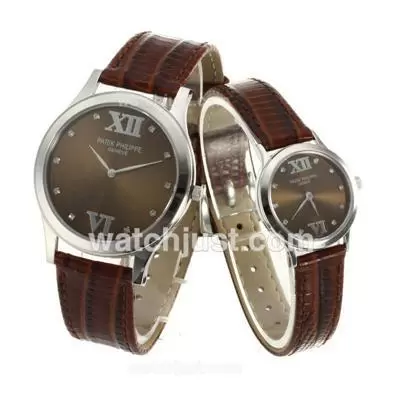 Patek Philippe Classic Diamond Markers With Brown Dial Sapphire Glass