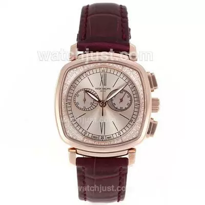 Patek Philippe Classic Working Rose Gold Case Diamond Bezel With Champagne Dial Sapphire Glass