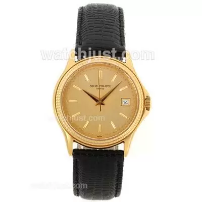 Patek Philippe Classic Automatic Full Gold Case Stick Markers With Golden Dial Sapphire Glass