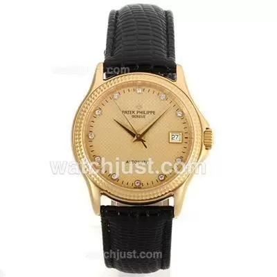 Patek Philippe Classic Automatic Full Gold Case Diomand Markers With Golden Dial Sapphire Glass