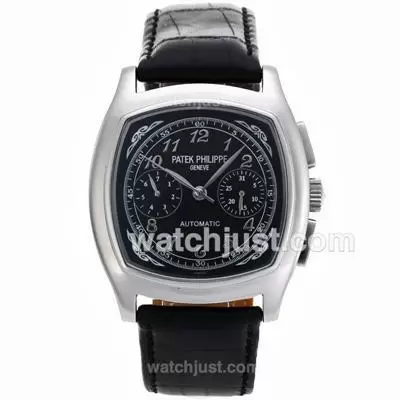 Patek Philippe Classic Automatic Black Dial Leather Strap