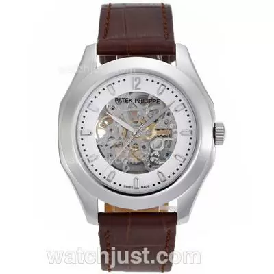 Patek Philippe Classic Automatic With Skeleton Dial Brown Leather Strap