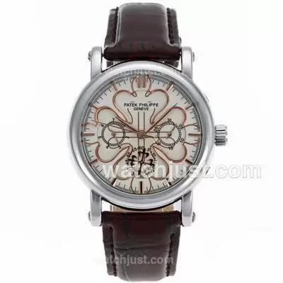 Patek Philippe Classic Automatic Rose Gold Markers With White Dial Leather Strap