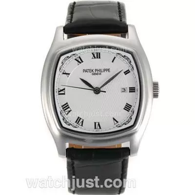 Patek Philippe Classic Automatic With White Dial Black Leather Strap