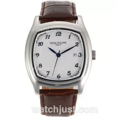 Patek Philippe Classic Automatic With White Dial Brown Leather Strap