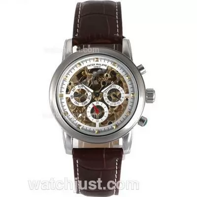 Patek Philippe Automatic With Skeleton Dial Leather Strap