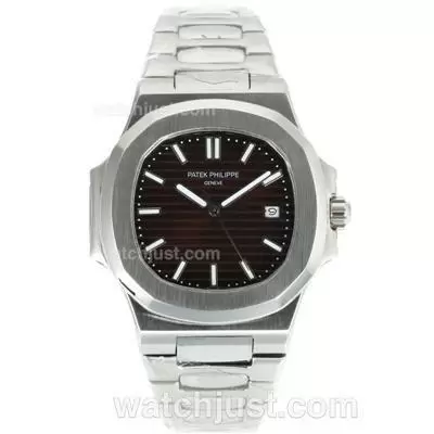 Patek Philippe Nautilus Automatic Stick Markers With Brown Dial S/s