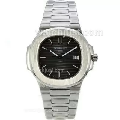 Patek Philippe Nautilus Automatic Stick Markers With Dark Grey Dial S/s